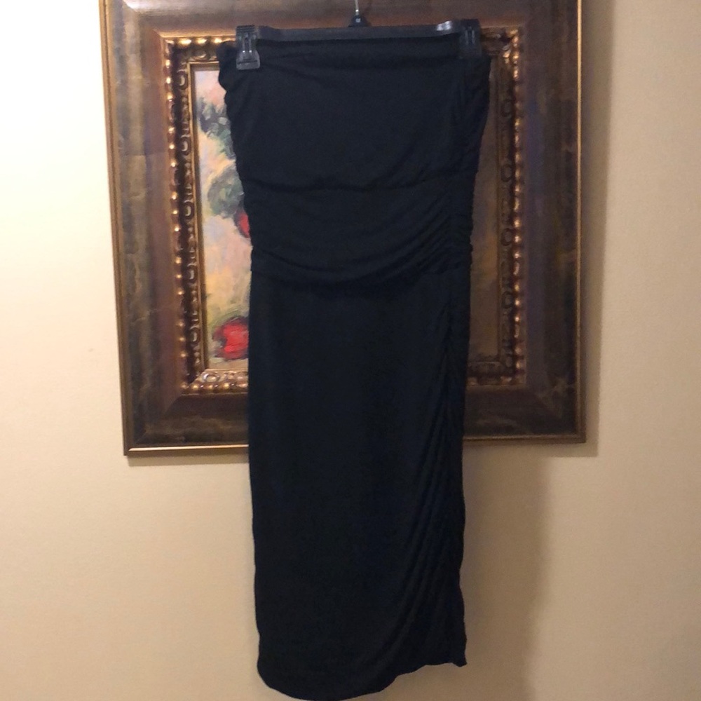 ⭐️Intellectual Property strapless ruched gather waist stretch little black dress